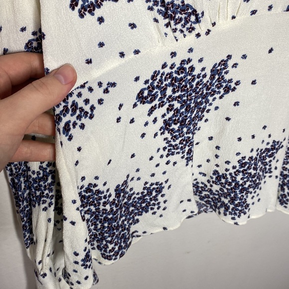 BA&SH Bruce microfloral print shirred v-neck blouse in ecru size M - Picture 7 of 13